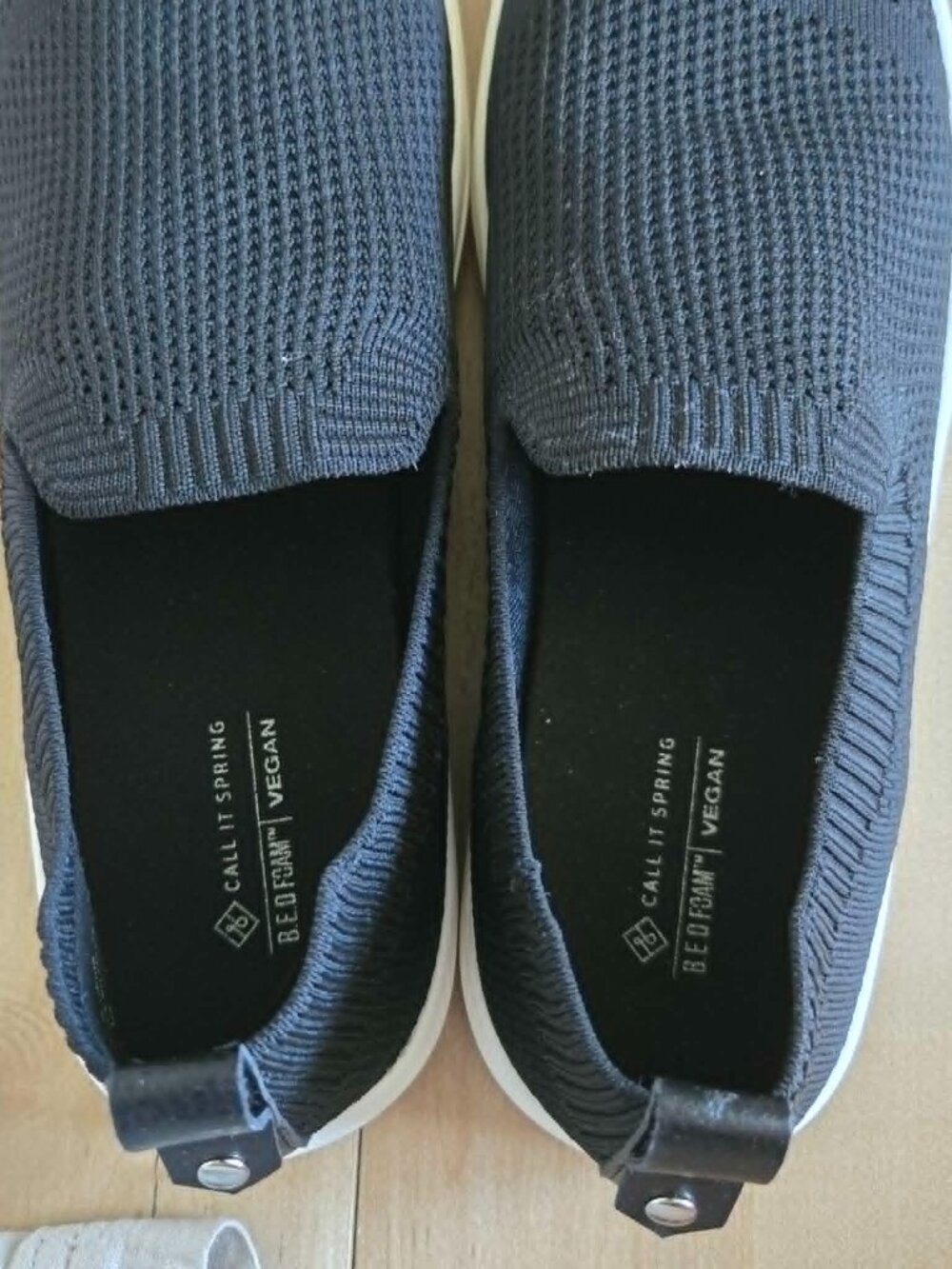Call It Spring Black Knit Slip-On Sneakers Size 8 Vegan Lightweight Casual Shoes - Picture 4 of 5
